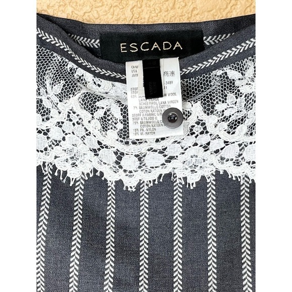 Escada Wool Blend Pencil Skirt with Lace Accent, Size 46 (XL) - Picture 6 of 9